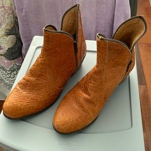 Embossed Leather Ankle Boots